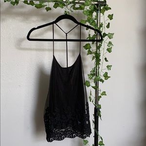 Nabee Black Lace Flowy Tank